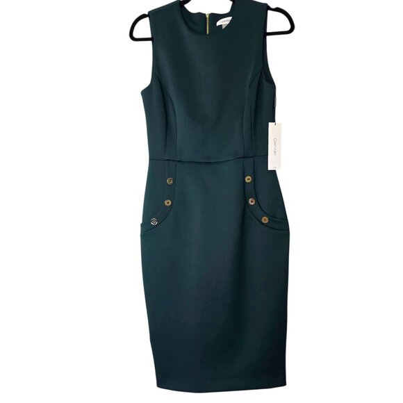 Calvin Klein Dresses & Skirts - Calvin Klein Green Sleeveless Sheath Dress - Size 6 - NWT